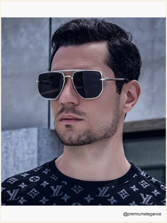 Oversized Square Aviator Sunglasses UV400 Military Pilot main image 7